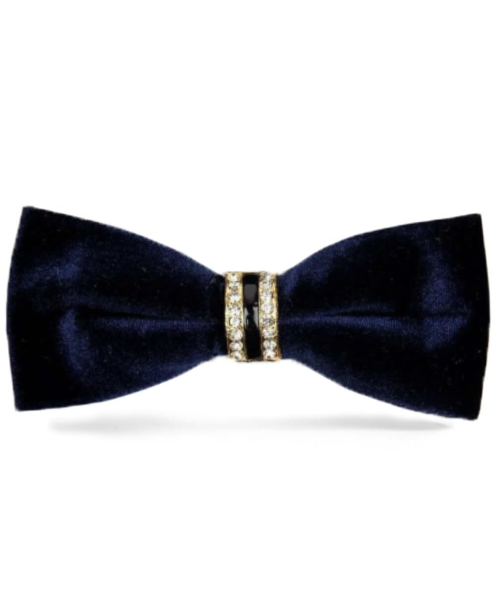 4553 Velvet Bow Tie - Navy VB 003